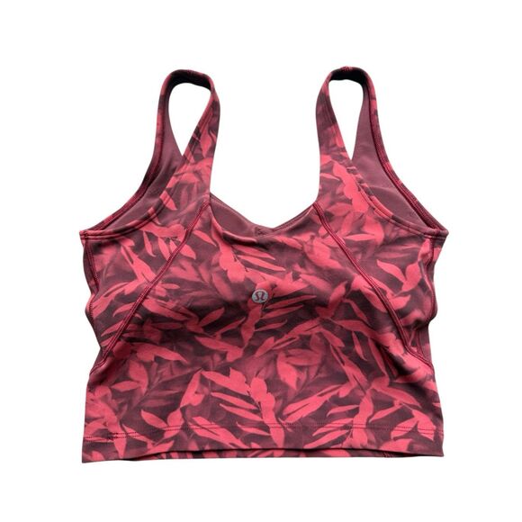 Lululemon Align Cropped Tank Top In Spray Leaf Fireside Red Multi Size 2 - Picture 6 of 11
